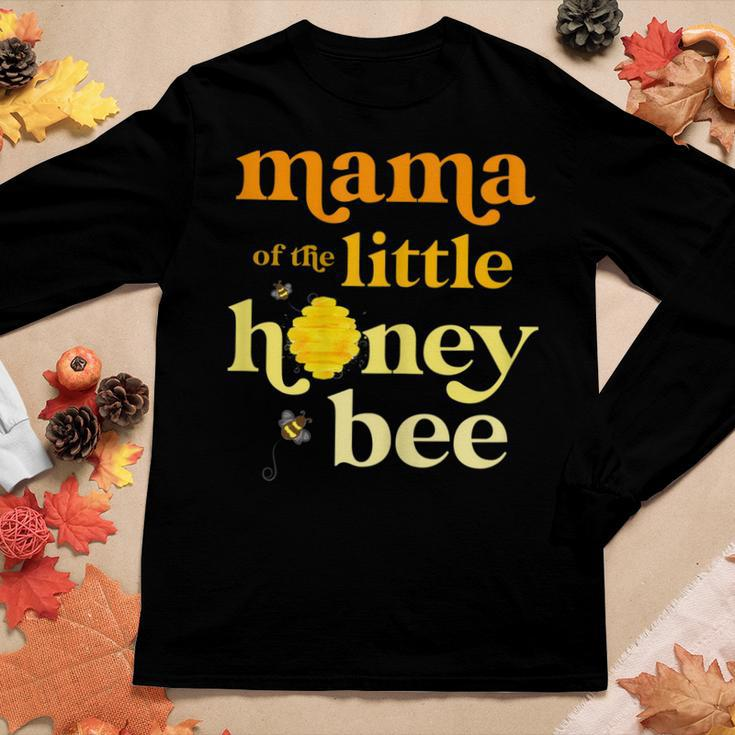 Womens Mama Of Little Honey Bee Birthday Gender Reveal Baby Shower Women Graphic Long Sleeve T-shirt Funny Gifts