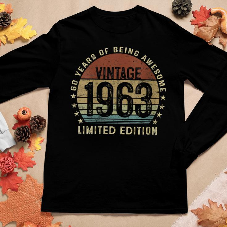 Womens Vintage 1963 60Th Birthday Limited Edition 60 Year Old Gifts Women Graphic Long Sleeve T-shirt Funny Gifts