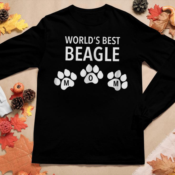 Worlds Best Beagle MomWith Paw Effect Women Long Sleeve T-shirt Unique Gifts