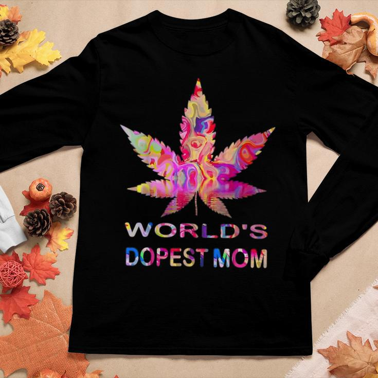 Worlds Dopest Mom Weed Soul Cannabis Tie Dye Women Long Sleeve T-shirt Unique Gifts