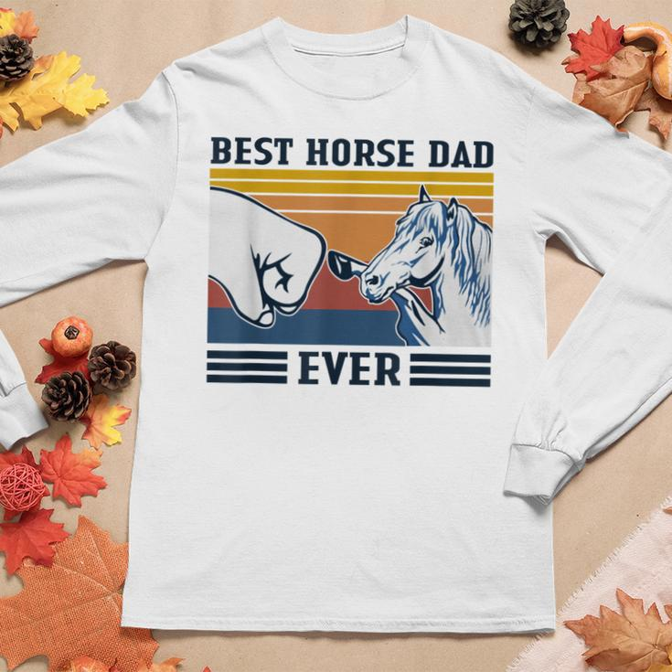 Best Horse Dad Ever Funny Horse Lover Vintage Fathers Day Women Graphic Long Sleeve T-shirt Funny Gifts