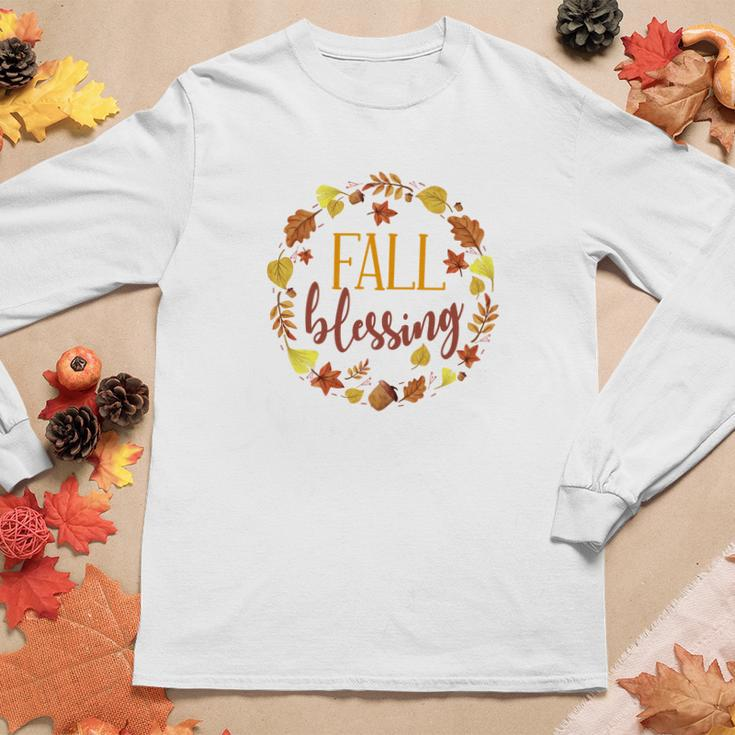 Fall Blessing Thanksgiving Gifts Women Graphic Long Sleeve T-shirt Personalized Gifts