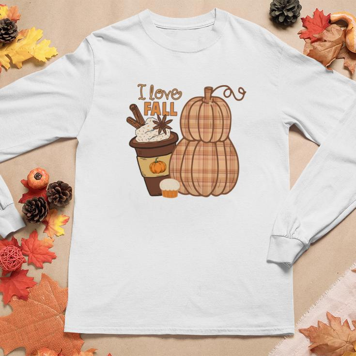 Fall I Love Fall Pumpkin Autumn Women Graphic Long Sleeve T-shirt Personalized Gifts