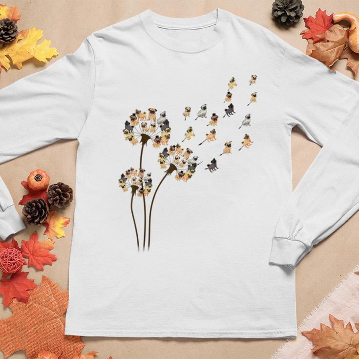Flower Pug Dog Dandelion Animals Lover Women Long Sleeve T-shirt Unique Gifts