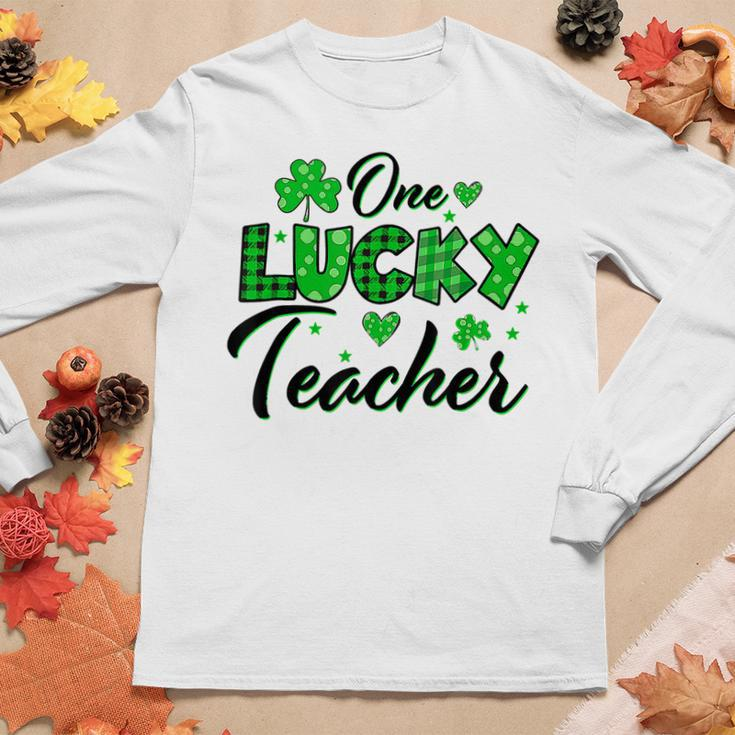 Funny Shamrock One Lucky Teacher St Patricks Day School V2 Women Graphic Long Sleeve T-shirt Funny Gifts