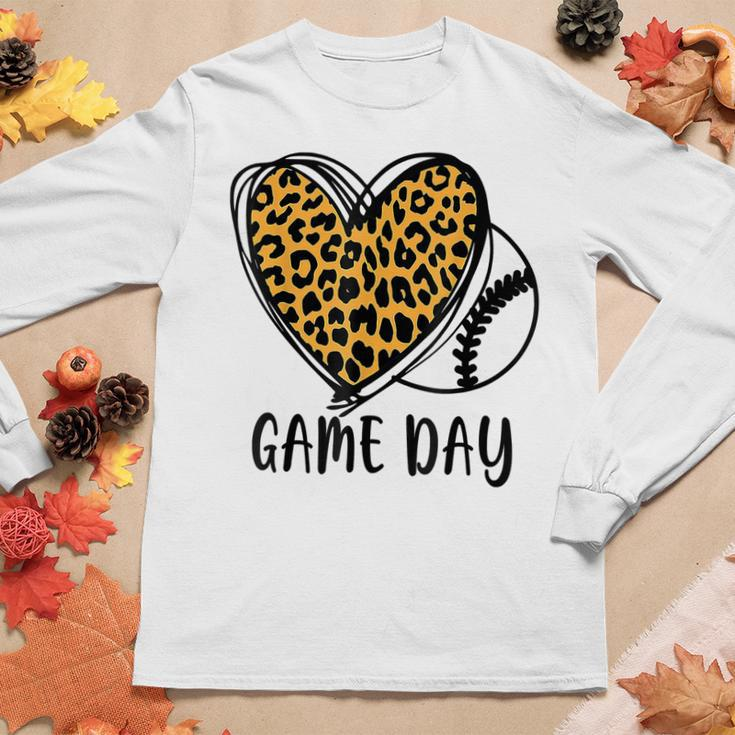 Game Day Baseball Life Softball Life Leopard Mom Women Long Sleeve T-shirt Unique Gifts
