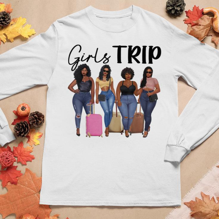 Girls Trip Airport Black Women Girls Vacation Squad Women Long Sleeve T-shirt Unique Gifts