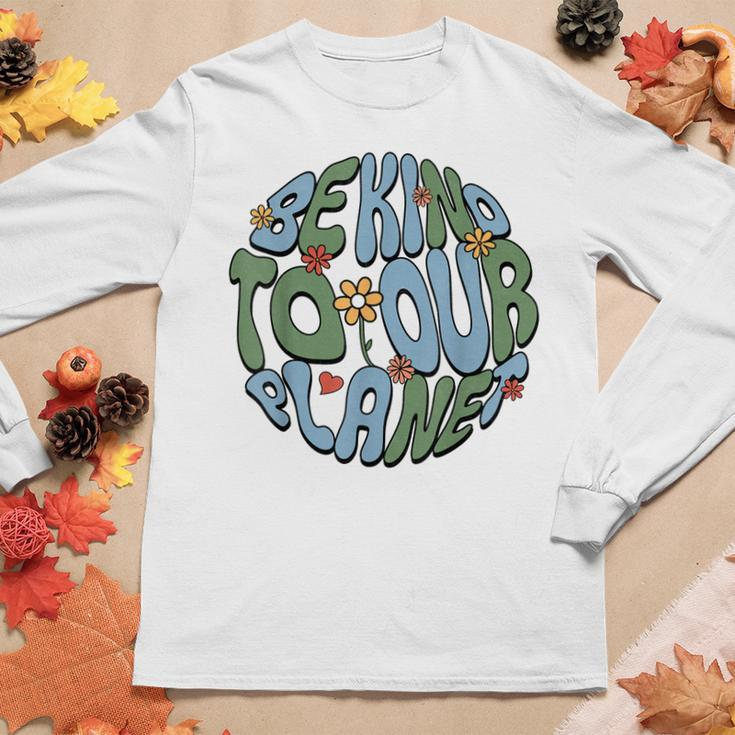 Groovy Earth Day Be Kind To Our Planet Earth Day 2023 Women Long Sleeve T-shirt Unique Gifts