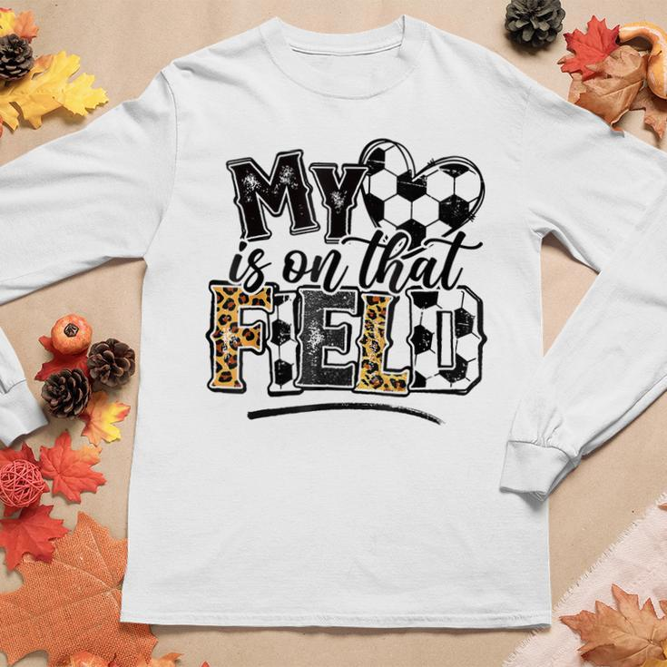 My Heart Is On That Field Soccer Leopard Soccer Mom Women Long Sleeve T-shirt Unique Gifts