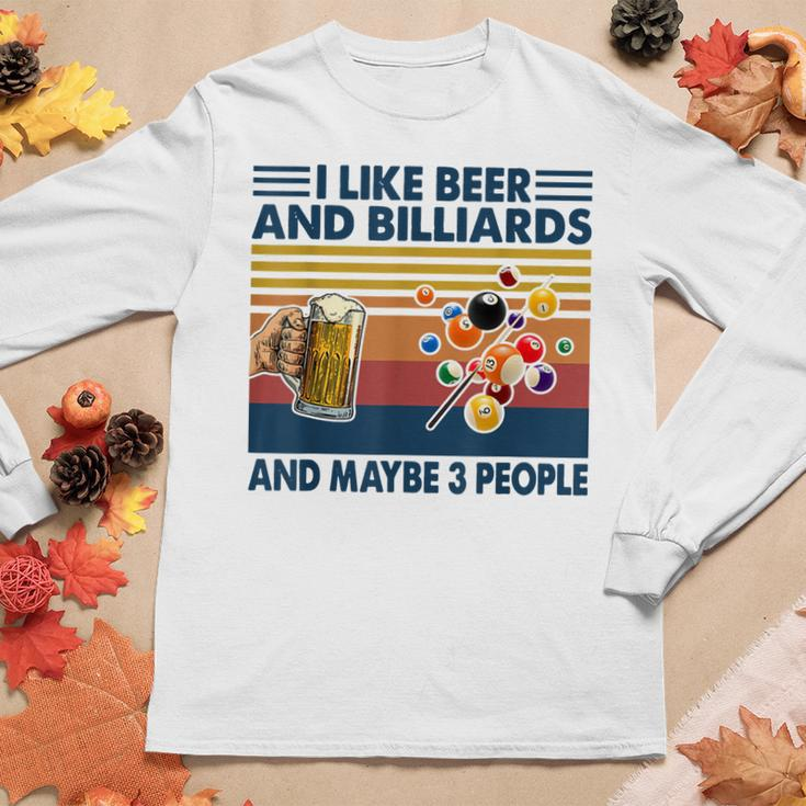 I Like Beer And Billiards And Maybe 3 People Women Graphic Long Sleeve T-shirt Funny Gifts