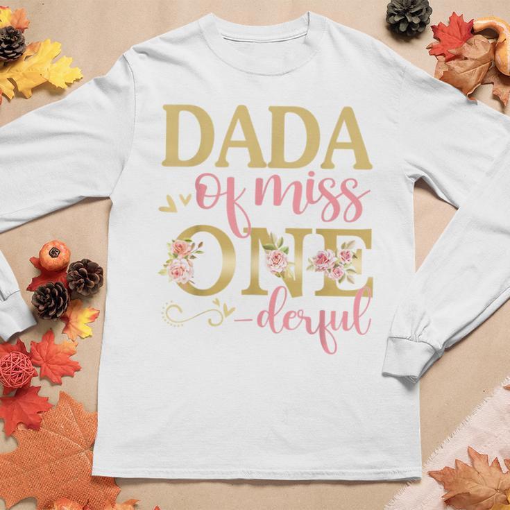 Mens Dada Of Little Miss Onederful 1St Birthday Family Matching Women Graphic Long Sleeve T-shirt Funny Gifts