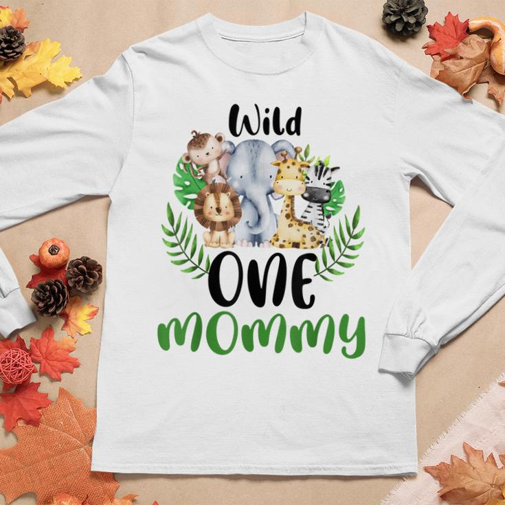 Mommy Of The Wild One Zoo Birthday Safari Jungle Animal Women Long Sleeve T-shirt Unique Gifts