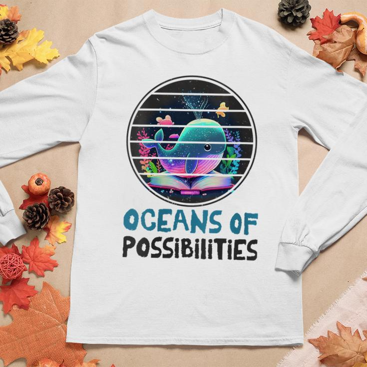 Womens Oceans Of Possibilities Summer Reading 2023 Retro Vintage Women Long Sleeve T-shirt Unique Gifts