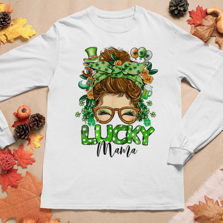 Womens One Lucky Mama St Patricks Day Mom Mother Shamrock Women Long Sleeve T-shirt Unique Gifts