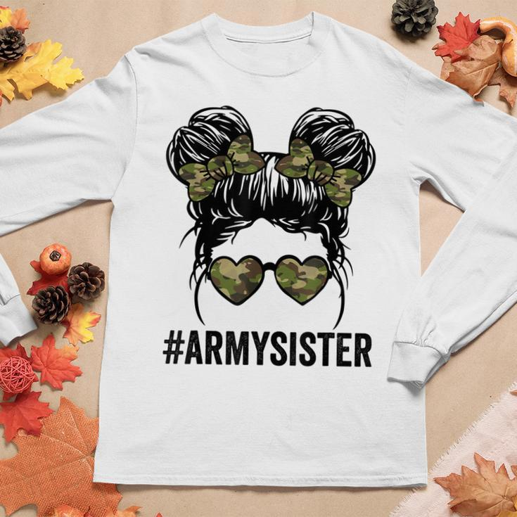 Proud Army Sister Funny For Army Wives Army Women Women Graphic Long Sleeve T-shirt Funny Gifts