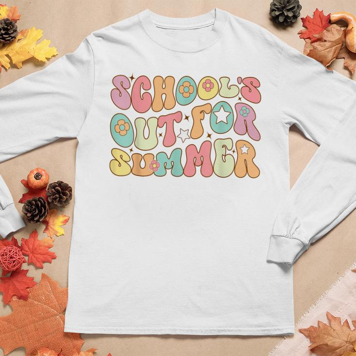 Retro Groovy Schools Out For Summer Graduation Teacher Kids Women Long Sleeve T-shirt Unique Gifts