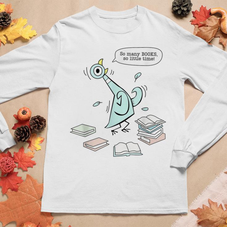 Teacher Library Read Mo Books Pigeon Reading Library Women Long Sleeve T-shirt Unique Gifts