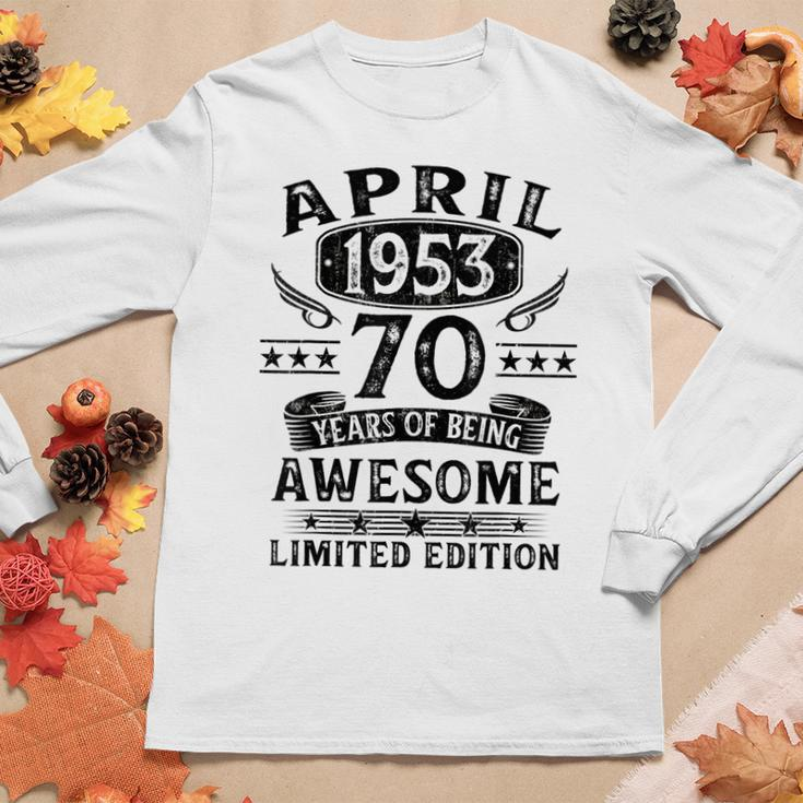 Vintage 70 Year Old Gift 70Th Birthday For Men April 1953 Women Graphic Long Sleeve T-shirt Funny Gifts