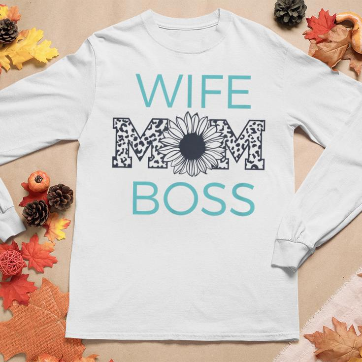 Wife Mom Boss Mommy Wifey Happy Women Long Sleeve T-shirt Unique Gifts