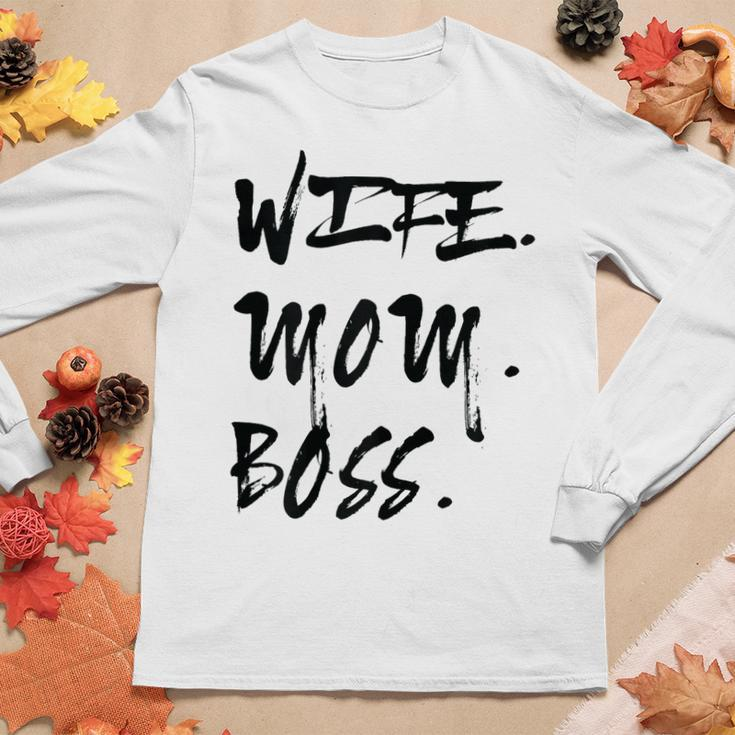 Womens Wife Mom Boss Womens 2023 Women Long Sleeve T-shirt Unique Gifts