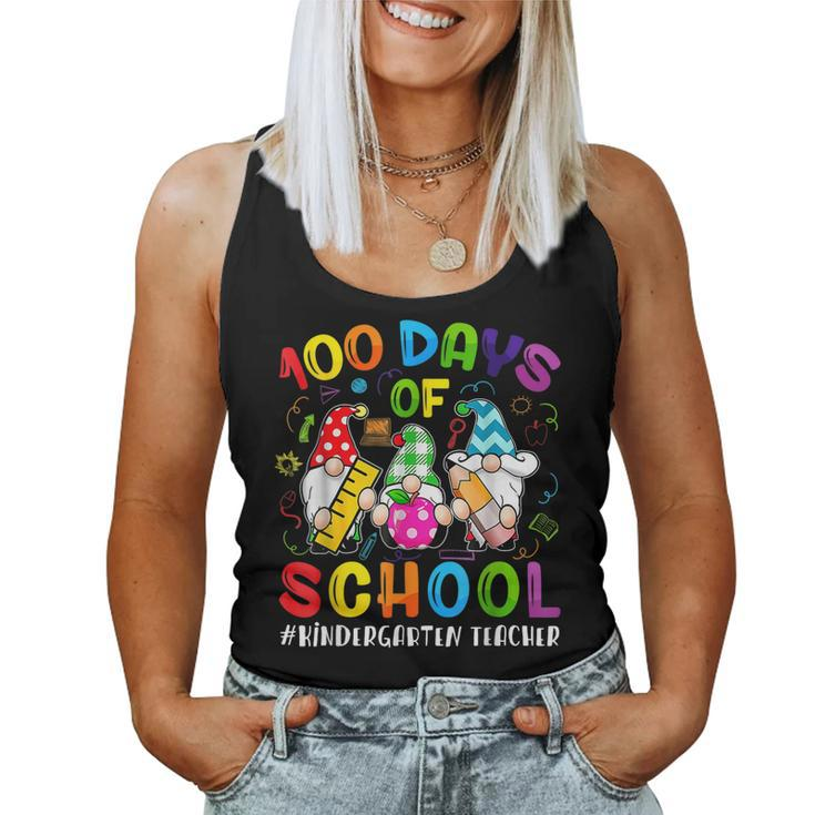 100 Days Of School Cute Gnome Kindergarten Teacher Funny  Women Tank Top Basic Casual Daily Weekend Graphic