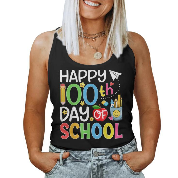 100Th Day Of School Teachers Students Kids Happy 100 Days  Women Tank Top Basic Casual Daily Weekend Graphic