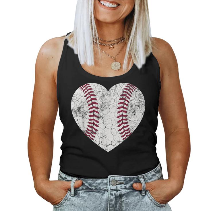 Mothers Day Gift Distressed Heart Baseball Heart Mom Mama  Women Tank Top Basic Casual Daily Weekend Graphic