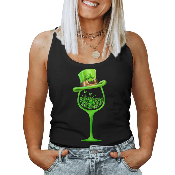 Womens Three Wine Glasses Clover Irish Shamrock St Patrick Day  Women Tank Top Basic Casual Daily Weekend Graphic