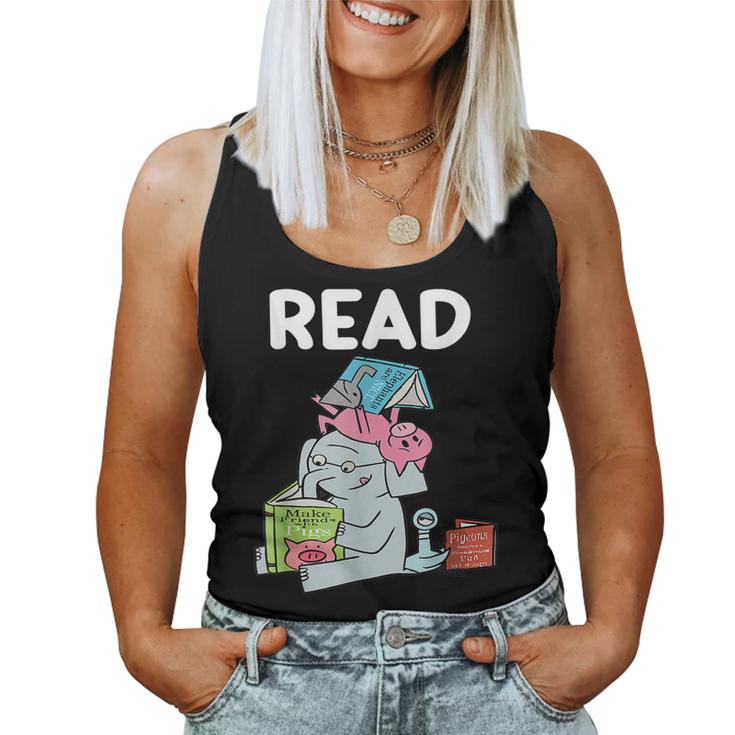 Funny Teacher Library Read Book Club Piggie Elephant Pigeons  V6 Women Tank Top Basic Casual Daily Weekend Graphic