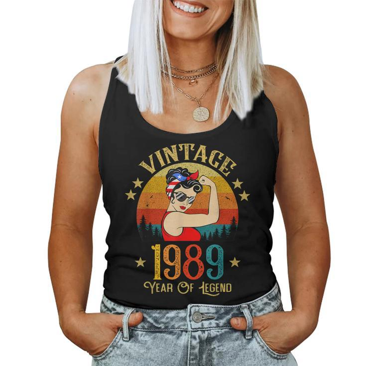 34Th Birthday Gift 34 Years Old For Women Retro Vintage 1989  Women Tank Top Basic Casual Daily Weekend Graphic
