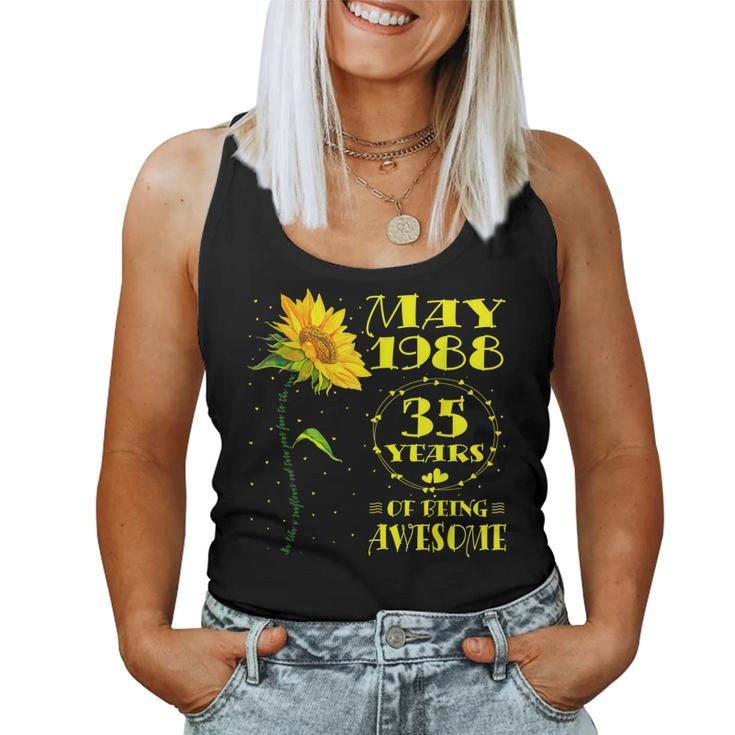 35Th Birthday 35 Year Old Sunflower Lovers Born In May 1988 Women Tank Top