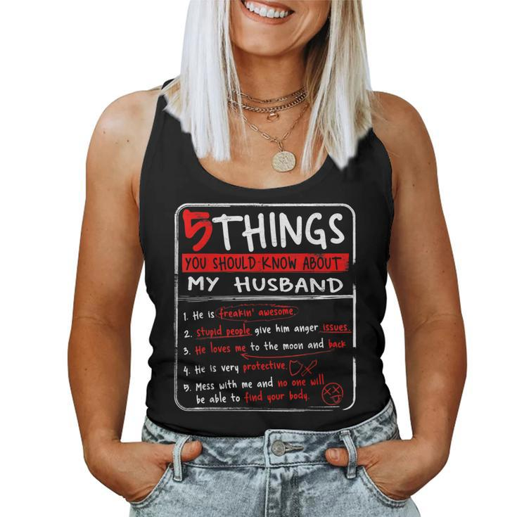5 Things You Should Know About My Husband Wife Gift  Women Tank Top Basic Casual Daily Weekend Graphic