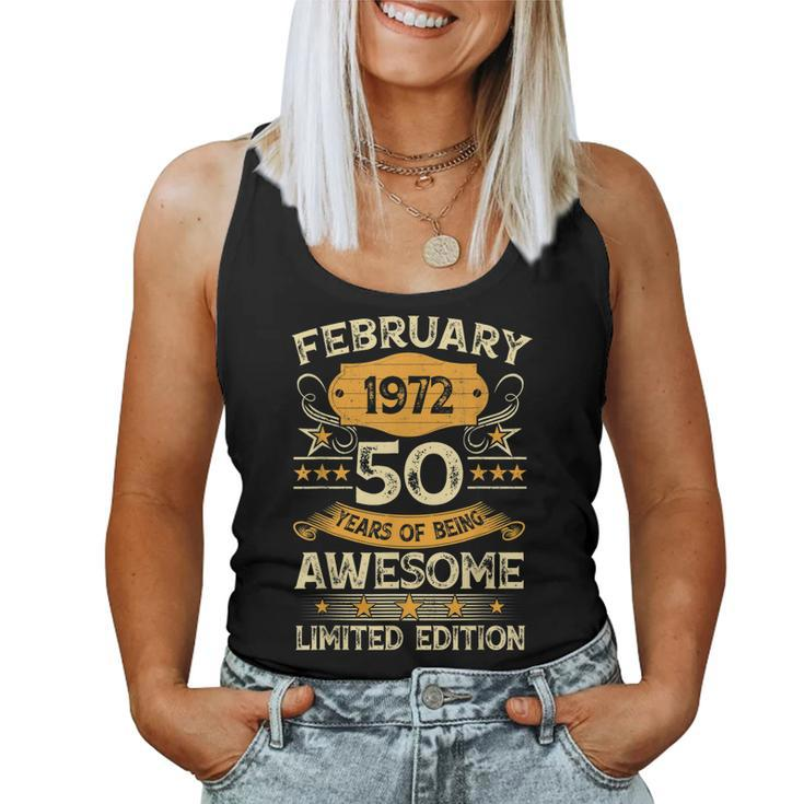 50 Year Old Vintage February 1972 50Th Birthday Women Tank Top