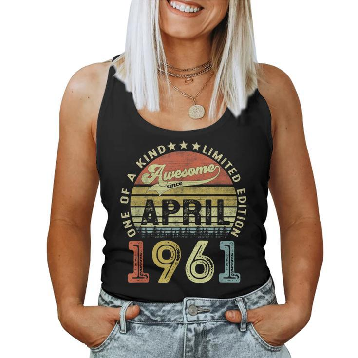 60 Years Old Birthday Awesome Since April 1961 60Th Birthday  Women Tank Top Basic Casual Daily Weekend Graphic
