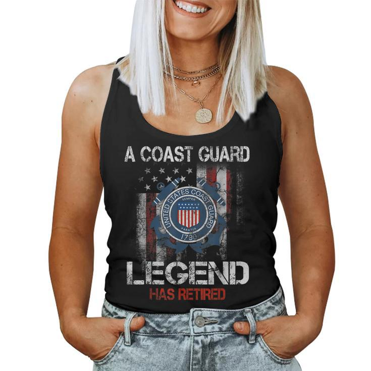 A Coast Guard Legend Has Retired Vintage Uscg Military Flag  Women Tank Top Basic Casual Daily Weekend Graphic