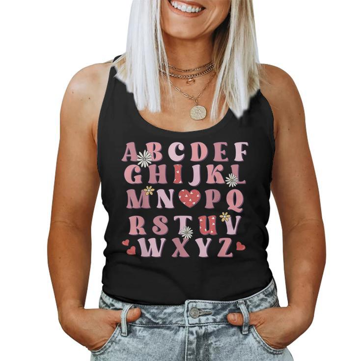 Abc Alphabet I Love You English Teacher Valentines Day  Women Tank Top Basic Casual Daily Weekend Graphic
