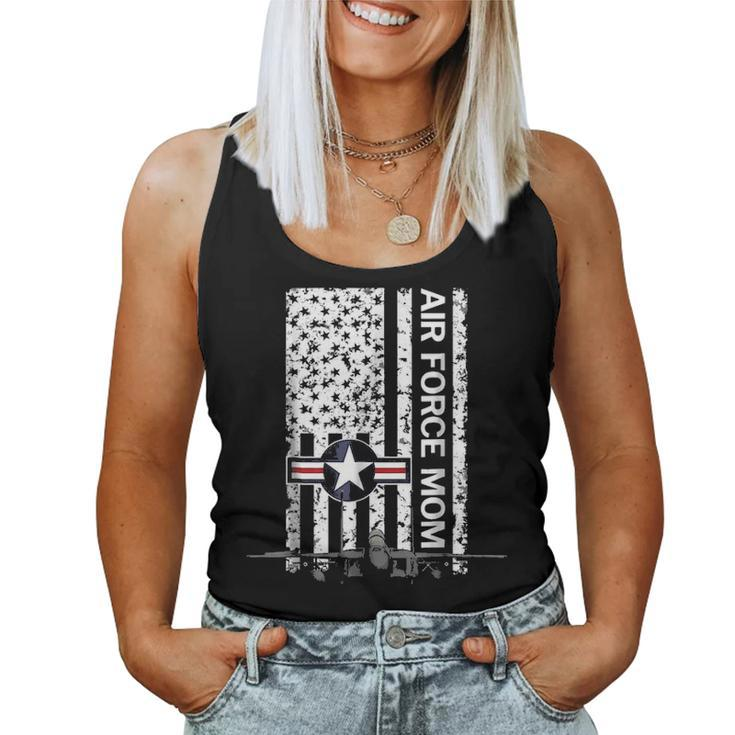 Air Force Mom Flag With F15 Jet Grunge Women Tank Top Basic Casual Daily Weekend Graphic