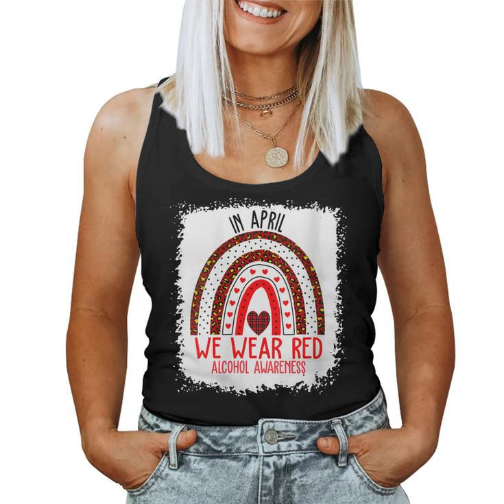 Womens In April We Wear Red Ribbon For Alcohol Awareness Month Women Tank Top