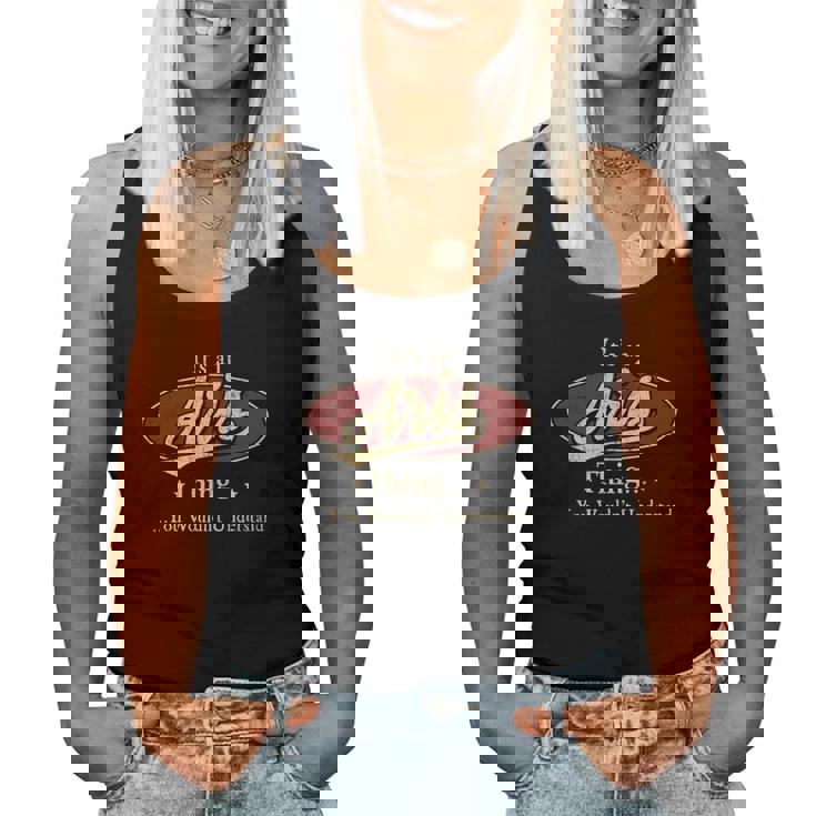 Aris Name Aris Family Name Crest  Women Tank Top Basic Casual Daily Weekend Graphic
