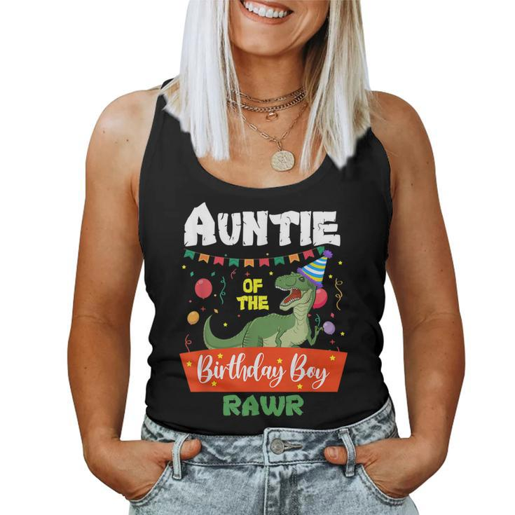 Auntie Of The Birthday Boy  Dinosaur Raptor Auntie  Women Tank Top Basic Casual Daily Weekend Graphic
