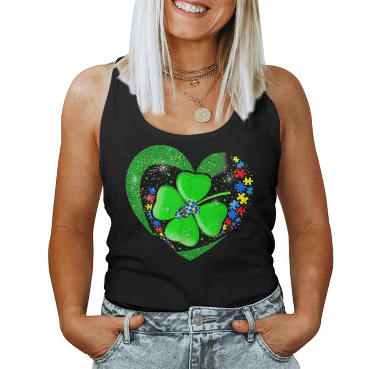 Autism Awareness Clover Shamrock Autism Mom St Patricks Day  Women Tank Top Basic Casual Daily Weekend Graphic