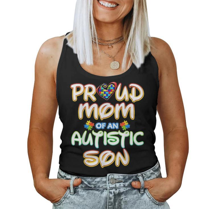 Autism Awareness Family Proud Mom Of Autistic Son 2979 Women Tank Top Basic Casual Daily Weekend Graphic