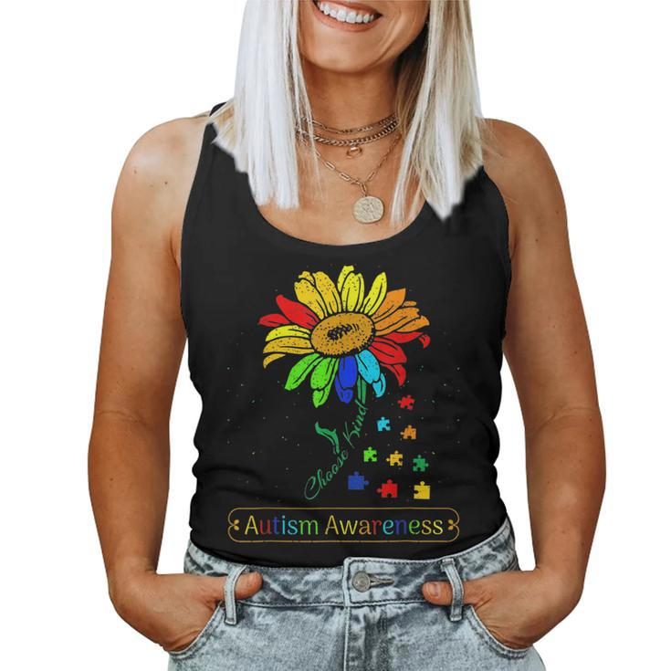 Autism Awareness Sunflower Choose Kindness Sunflower Autism  Women Tank Top Basic Casual Daily Weekend Graphic