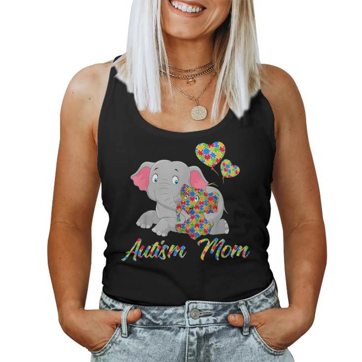 Autism Mom Elephant Cute Elephant Autism Awareness Gift Women Tank Top Basic Casual Daily Weekend Graphic
