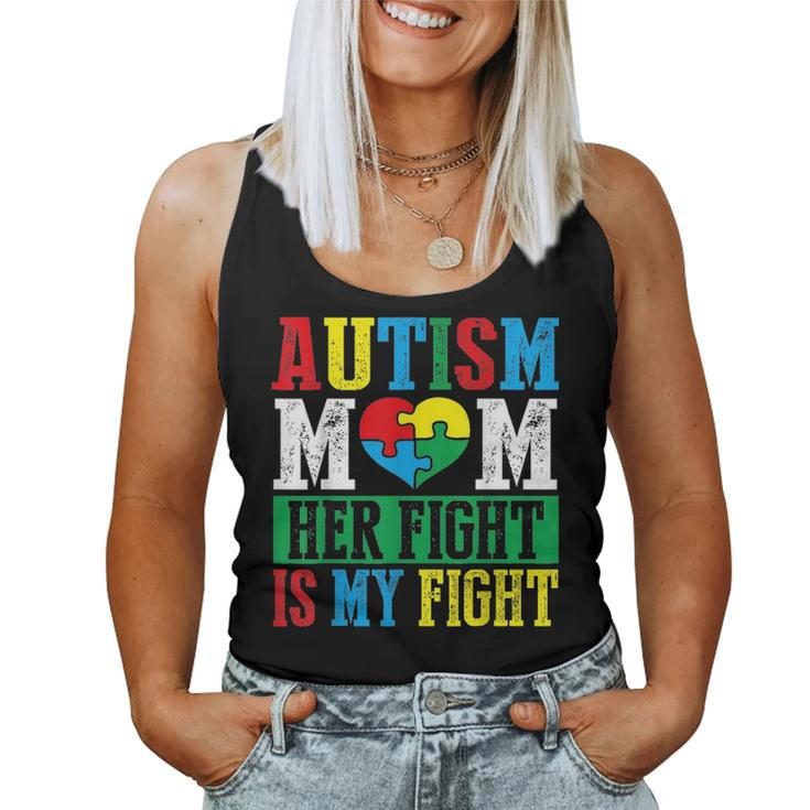 Autism Mom Her Fight Is My Fight Autism Awareness Support Women Tank Top Basic Casual Daily Weekend Graphic