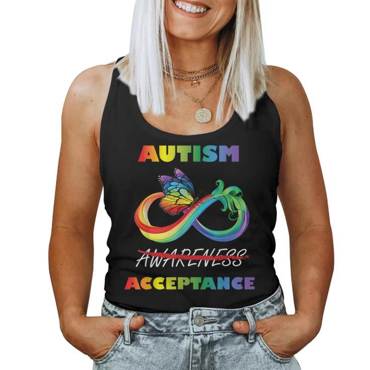 Autism - Red Instead Infinity - Acceptance Butterfly Women Tank Top