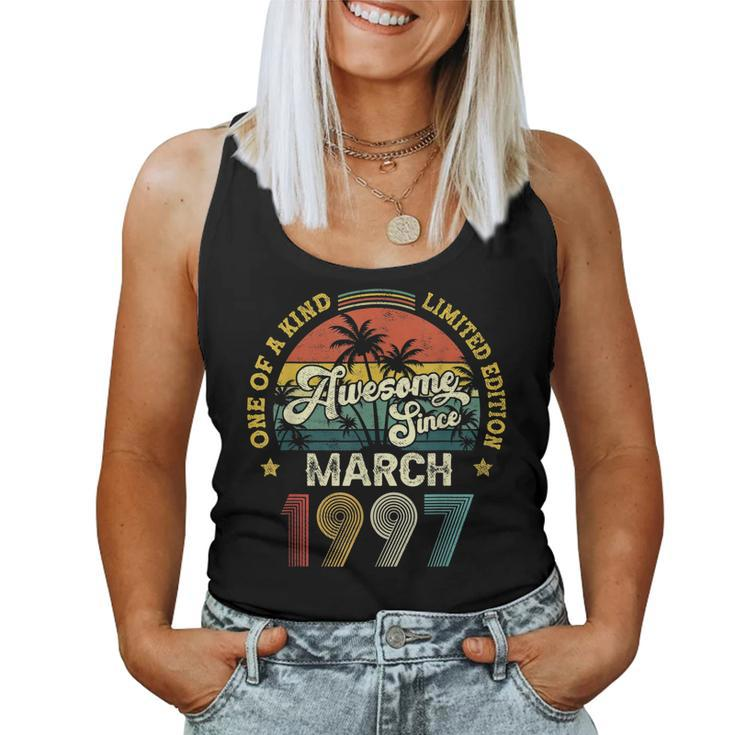 Awesome Since March 1997 Vintage 25Th Birthday For Men Women Women Tank Top Basic Casual Daily Weekend Graphic
