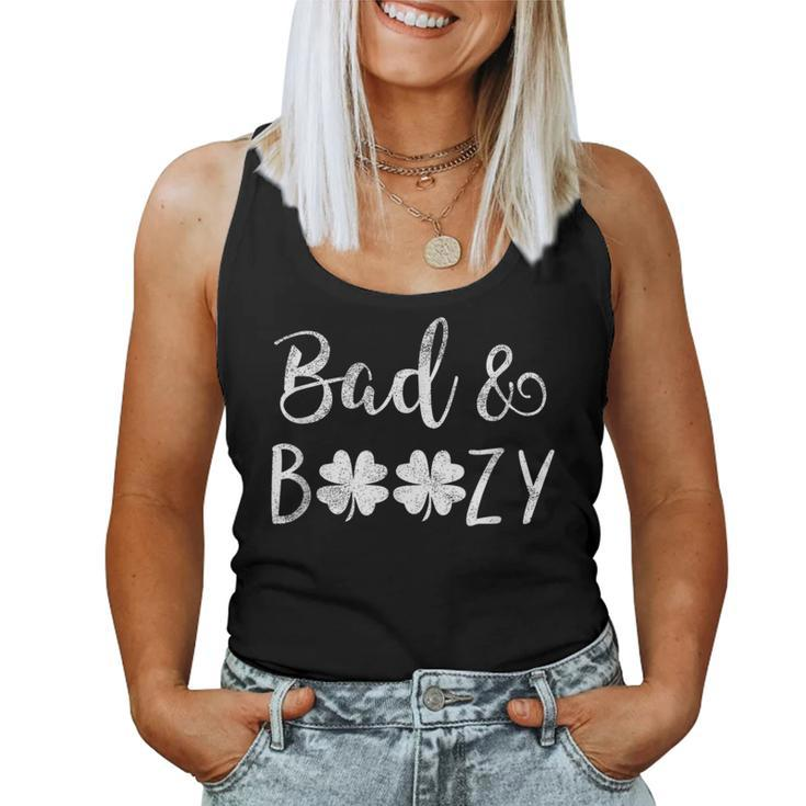 Bad And Boozy St Patricks Day Shamrock Green Women  Women Tank Top Basic Casual Daily Weekend Graphic