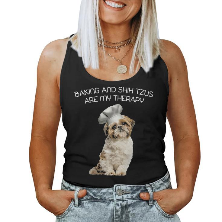 Baking And Shih Tzu Are My Therapy Gifts Mothers Day Women Tank Top Basic Casual Daily Weekend Graphic
