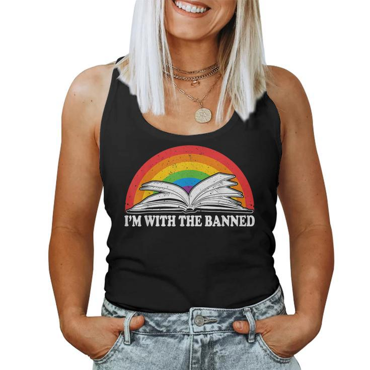 Im With The Banned Books Vintage Rainbow Reading Book Women Tank Top